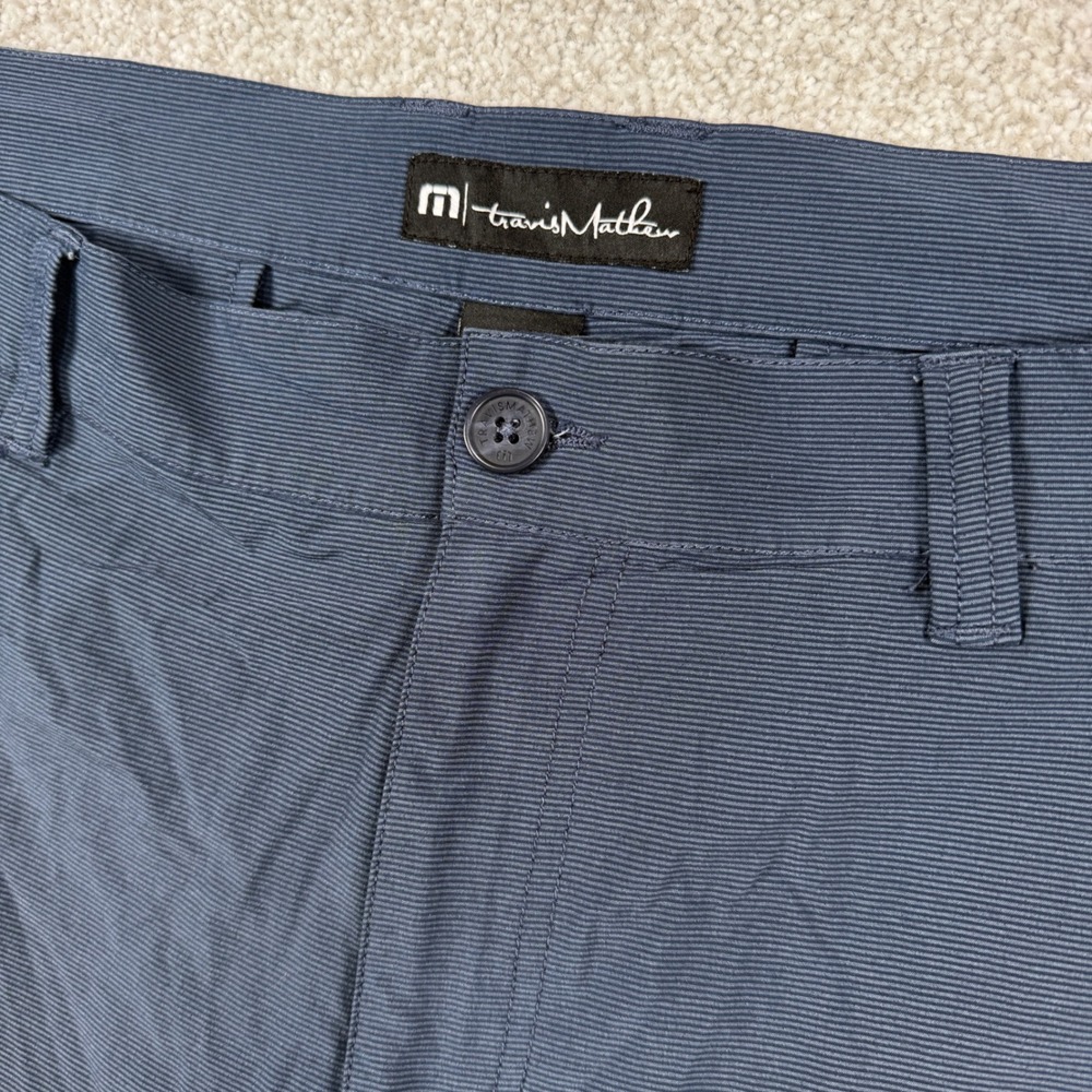 Travis Mathew Golf Shorts Men 42 Blue‎ Micro Stripe Stretch Performance